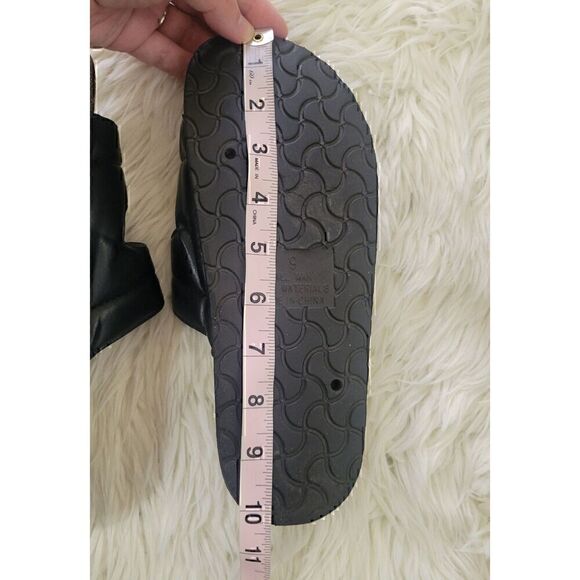 Solemates Sz 9 Slide On Double Padded Straps Sandals in Black Tan - Picture 6 of 9